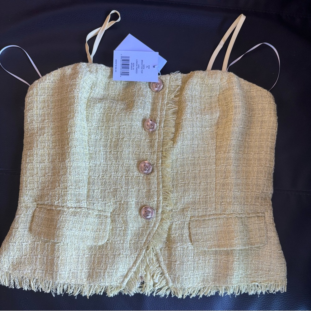 Walter Baker Cream Textured Button-Up Top